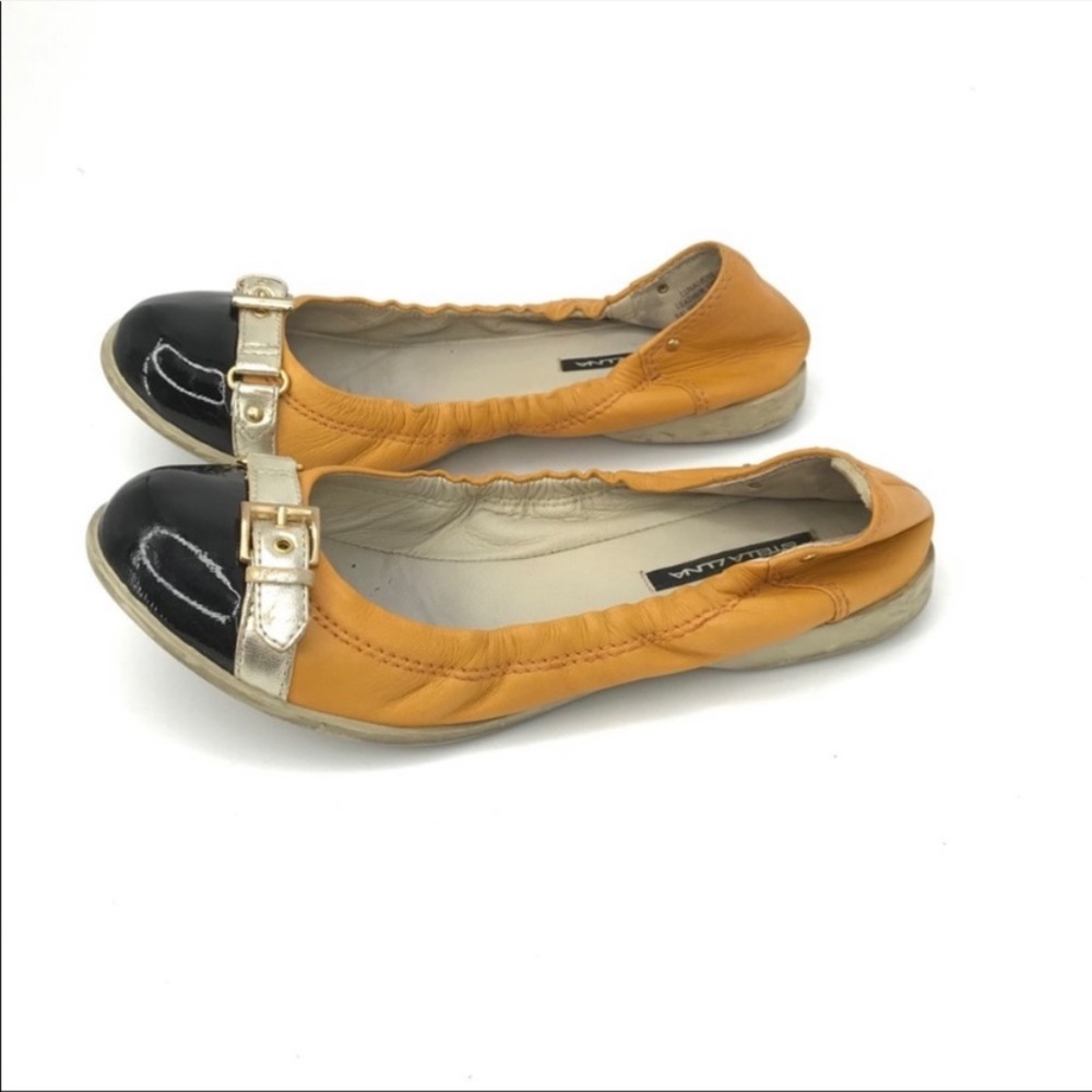 Stella Luna Flat Leather Yellow Black Cap Toe